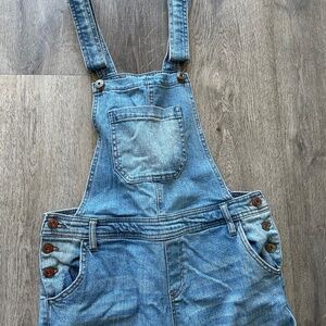 Vanilla Star Blue Denim Distressed Overalls size Large